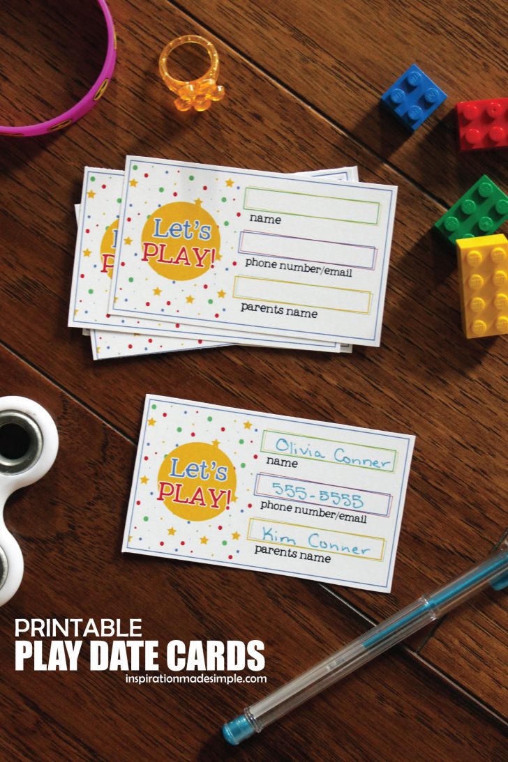Free Printable Play Date Cards