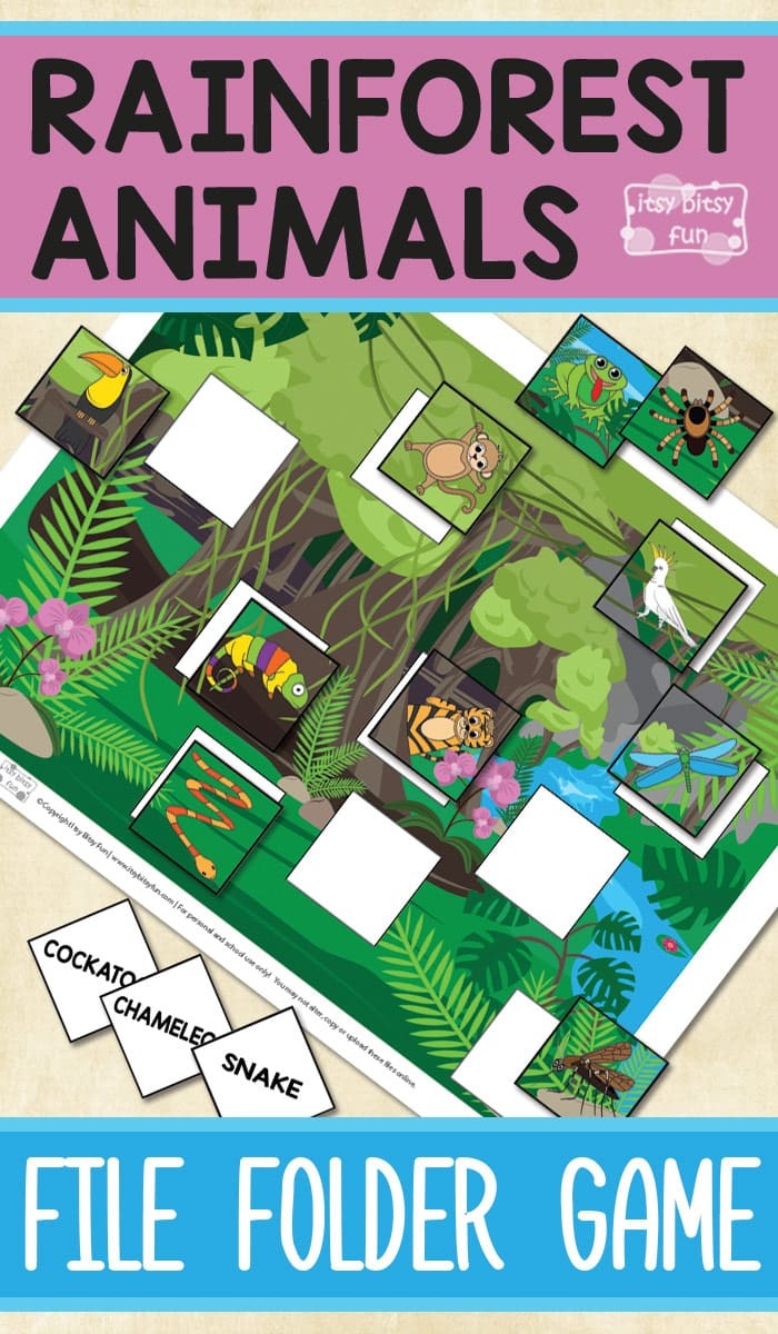Printable Rainforest Animals File Folder Game - Itsy Bitsy Fun - Free Printable File Folder Games