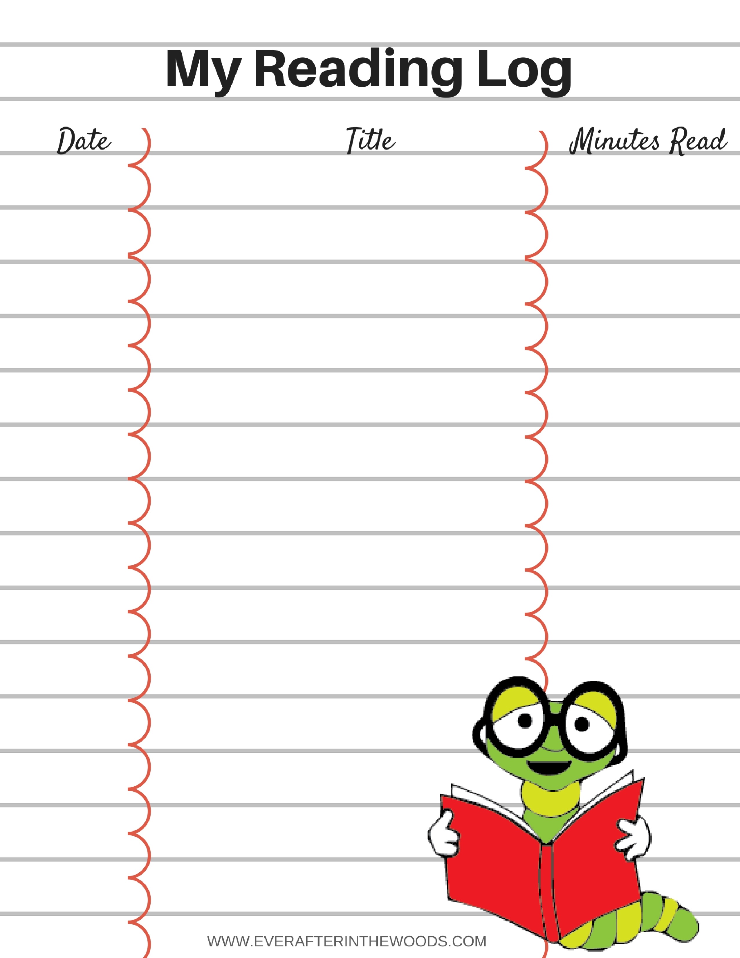 Printable Reading Log For Your Children - Ever After In The Woods - Free Printable Reading Logs For Children