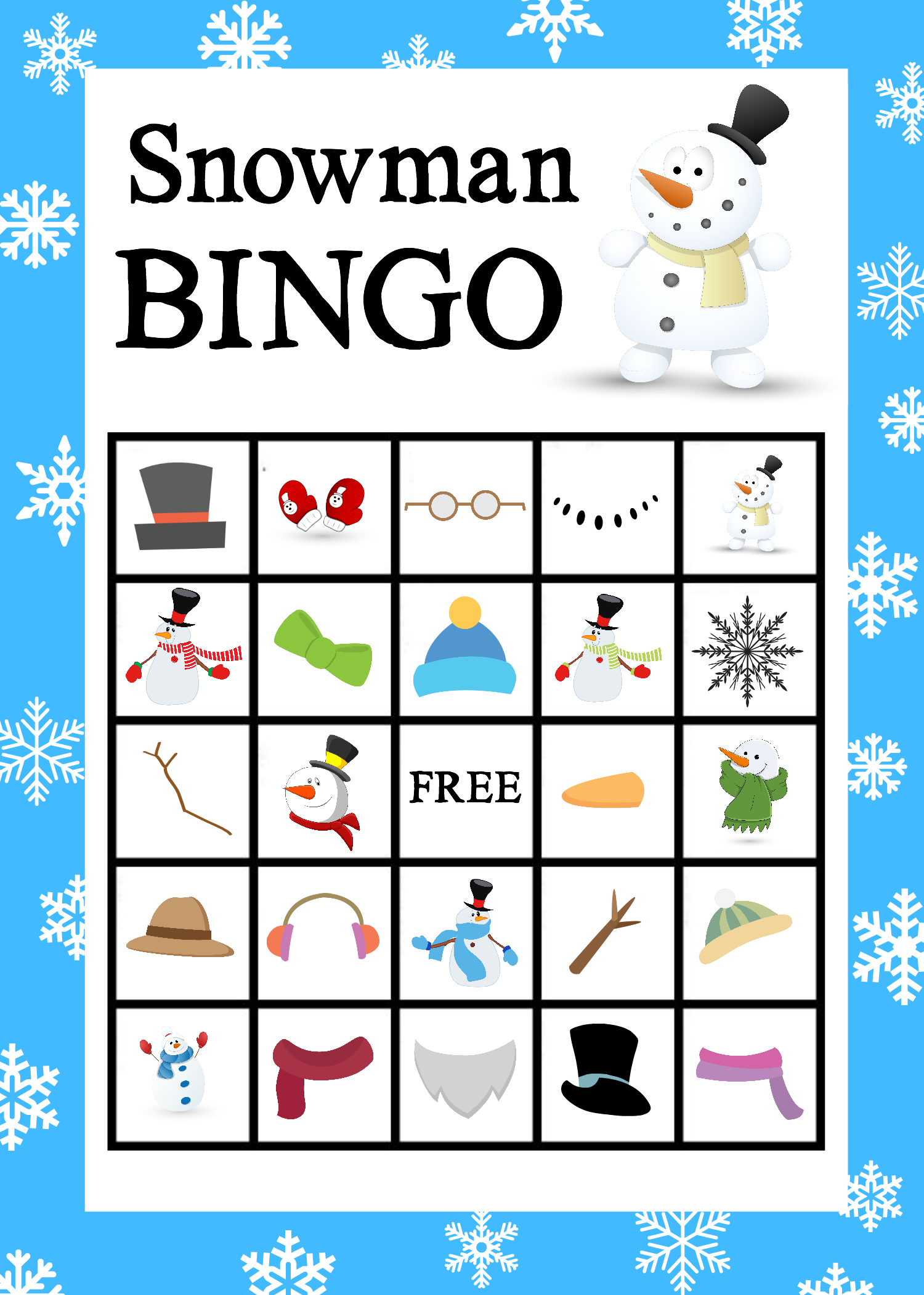 Printable Snowman Bingo Game - Crazy Little Projects - Free Bingo Patterns Printable