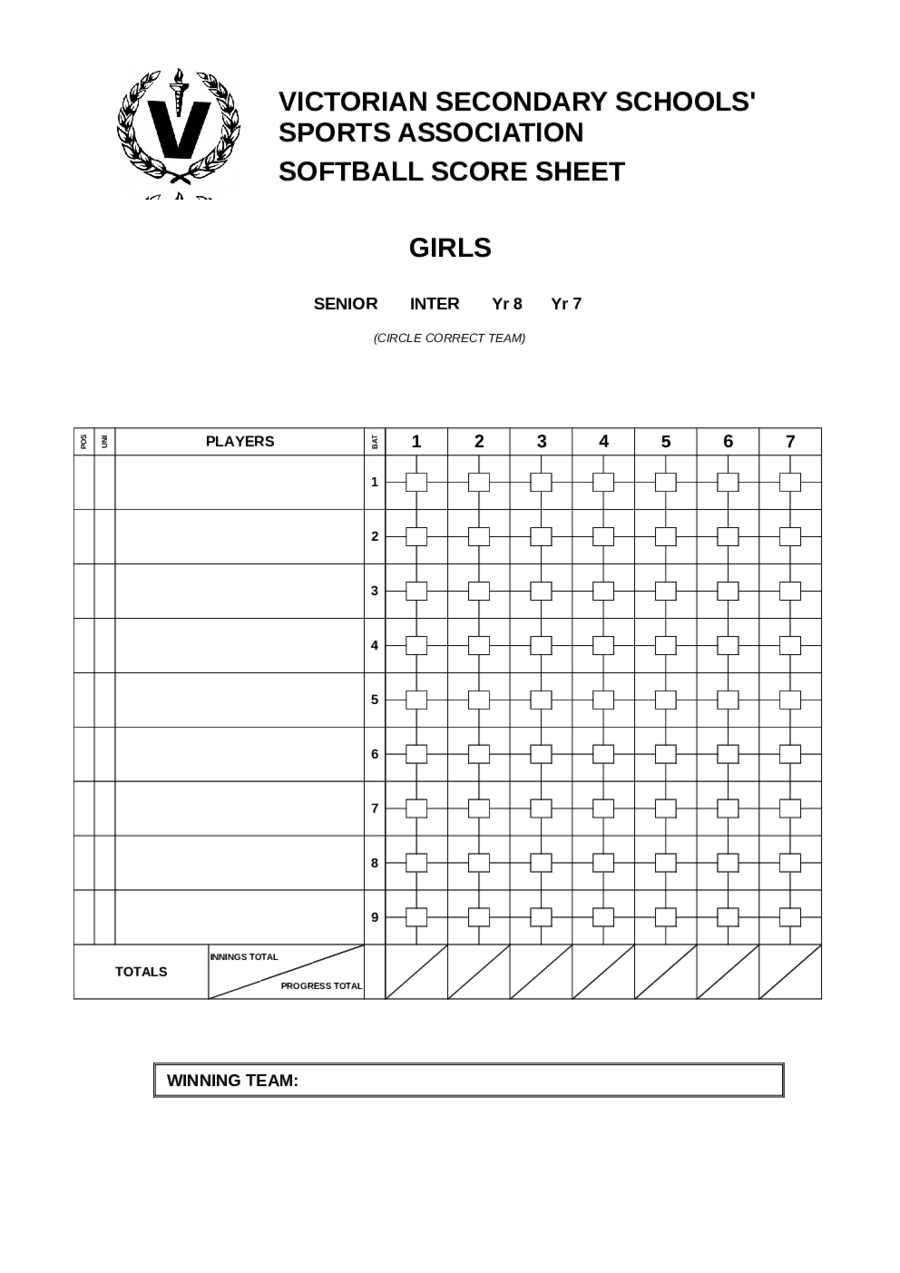 Printable Softball Score Sheet Template | Natural Buff Dog - Free Printable Softball Stat Sheets