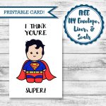 Printable Super Hero Card Superman Valentine's Day | Etsy   Free Printable Superman Valentine Cards