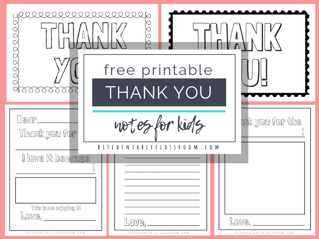 Printable Thank You Cards For Kids - The Kitchen Table Classroom - Thank You Card Free Printable Template