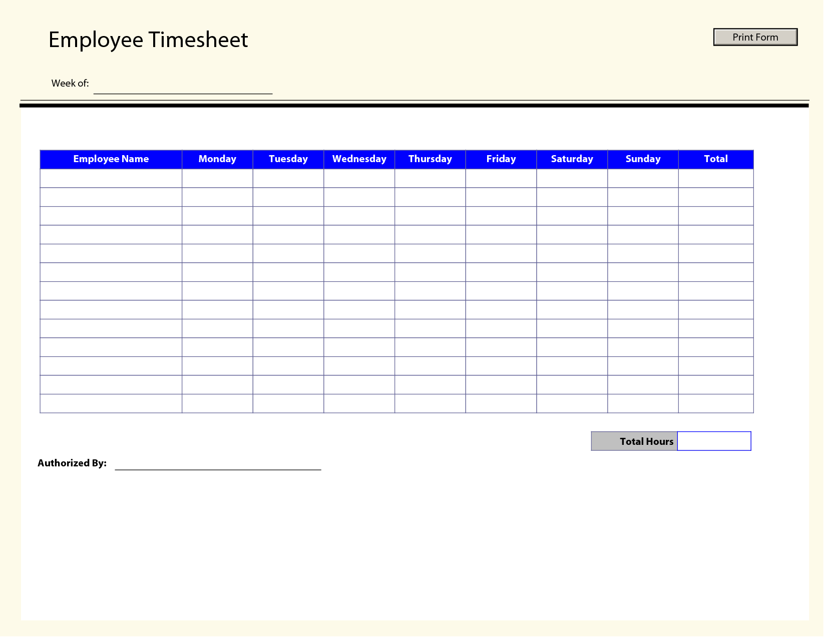 daily time log printable