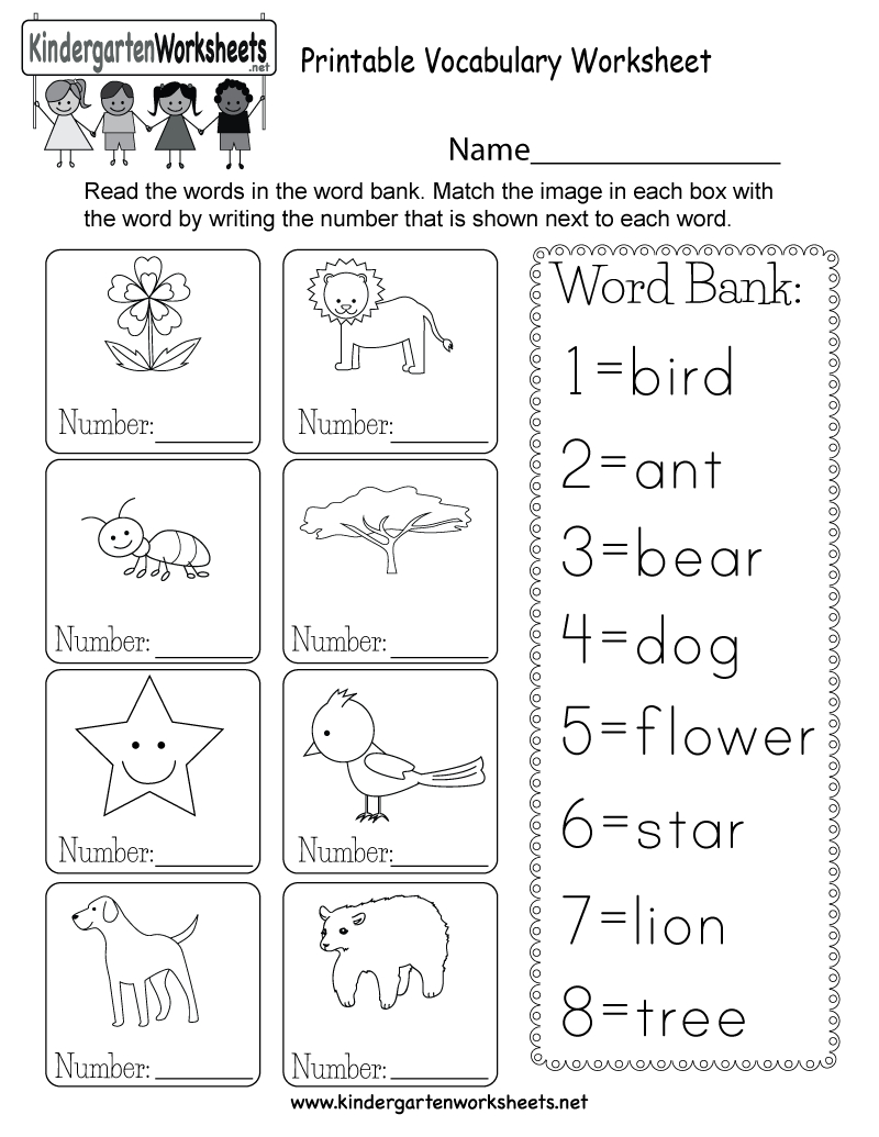 Printable Vocabulary Worksheet - Free Kindergarten English Worksheet - Free Printable Worksheets For Kids