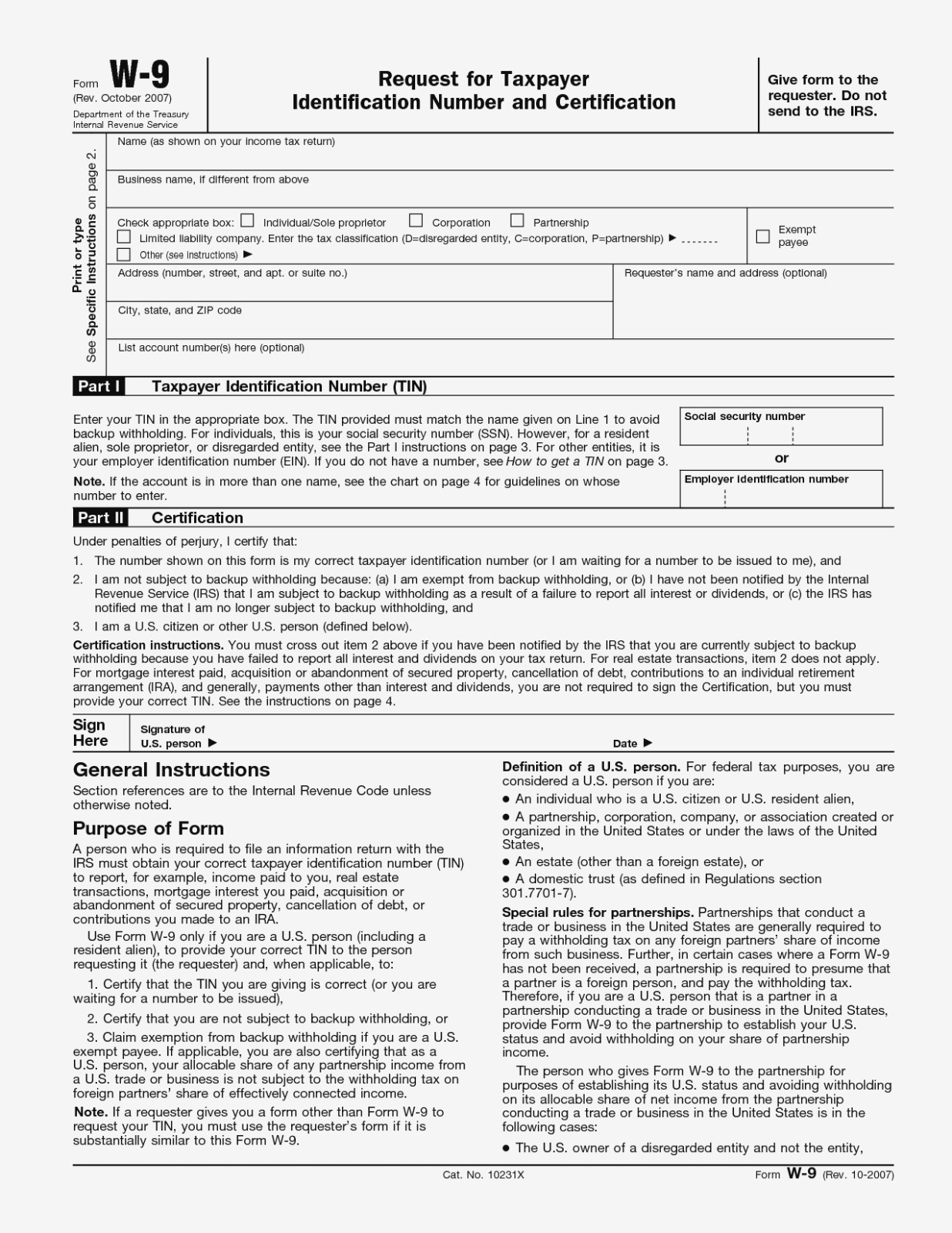 Printable W10 Form Download – Sivan.yellowriverwebsites – Form - Free Printable W9