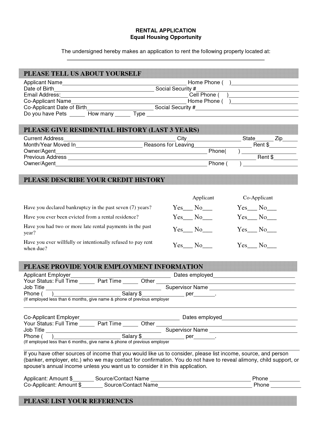 Property Blank Lease Agreement Form Free | Property Rentals Direct - Free Printable House Rental Application Form