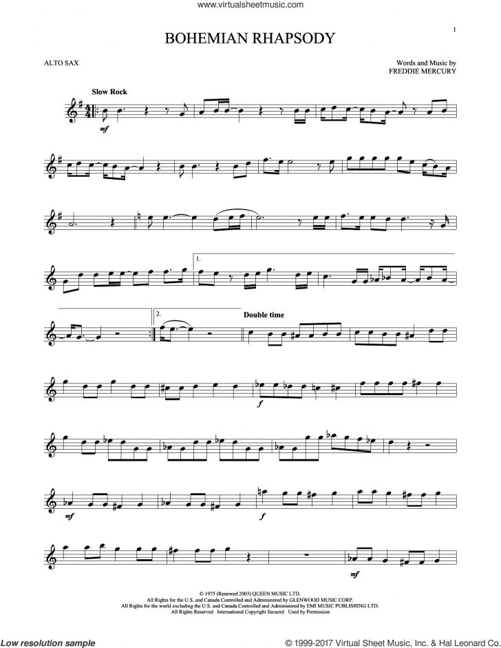 Free Printable Alto Saxophone Sheet Music