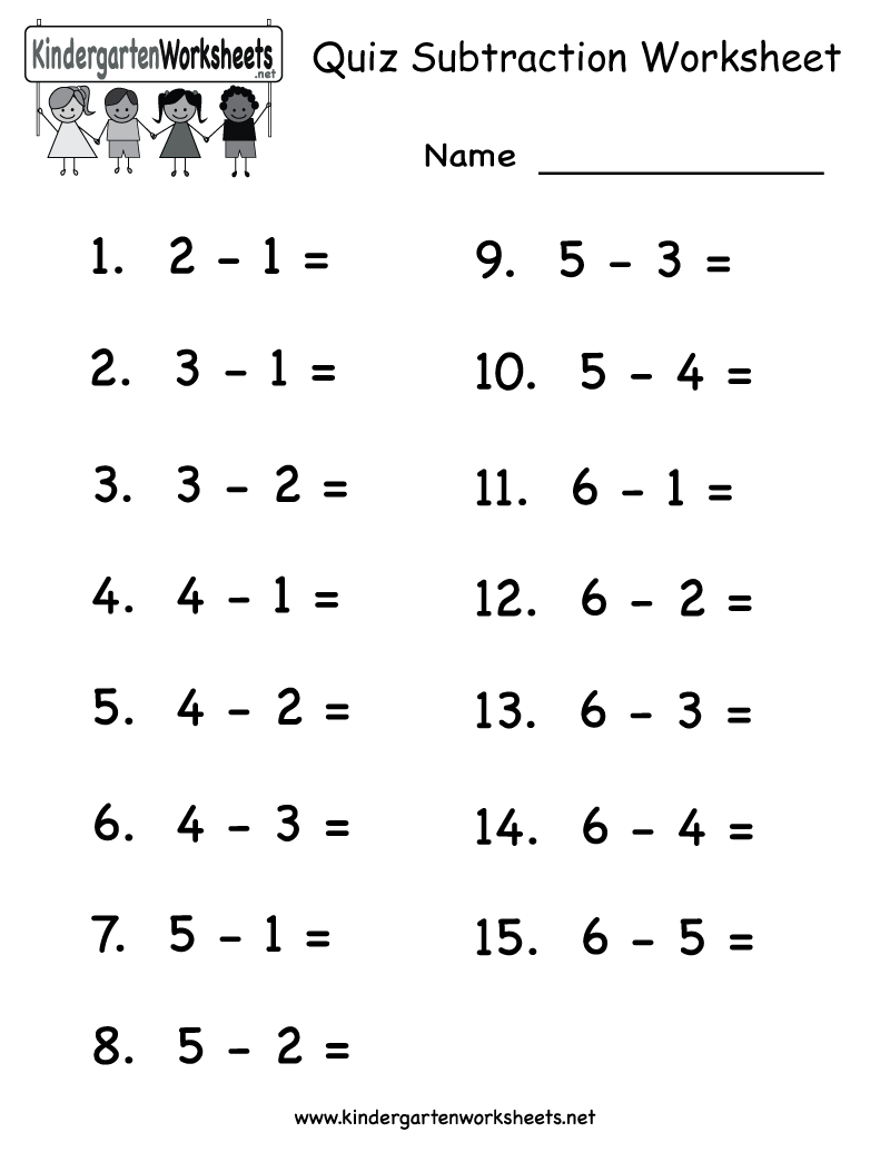 Quiz Subtraction Worksheet - Free Kindergarten Math Worksheet For - Free Printable Math Worksheets For Kids
