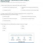 Quiz & Worksheet   Relationship Of Kinetic Energy To Potential   Free Printable Worksheets On Potential And Kinetic Energy