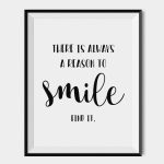 Quote Print Smile, Digital Download Art, Printable Wall Art, Black   Free Printable Smile Your On Camera Sign