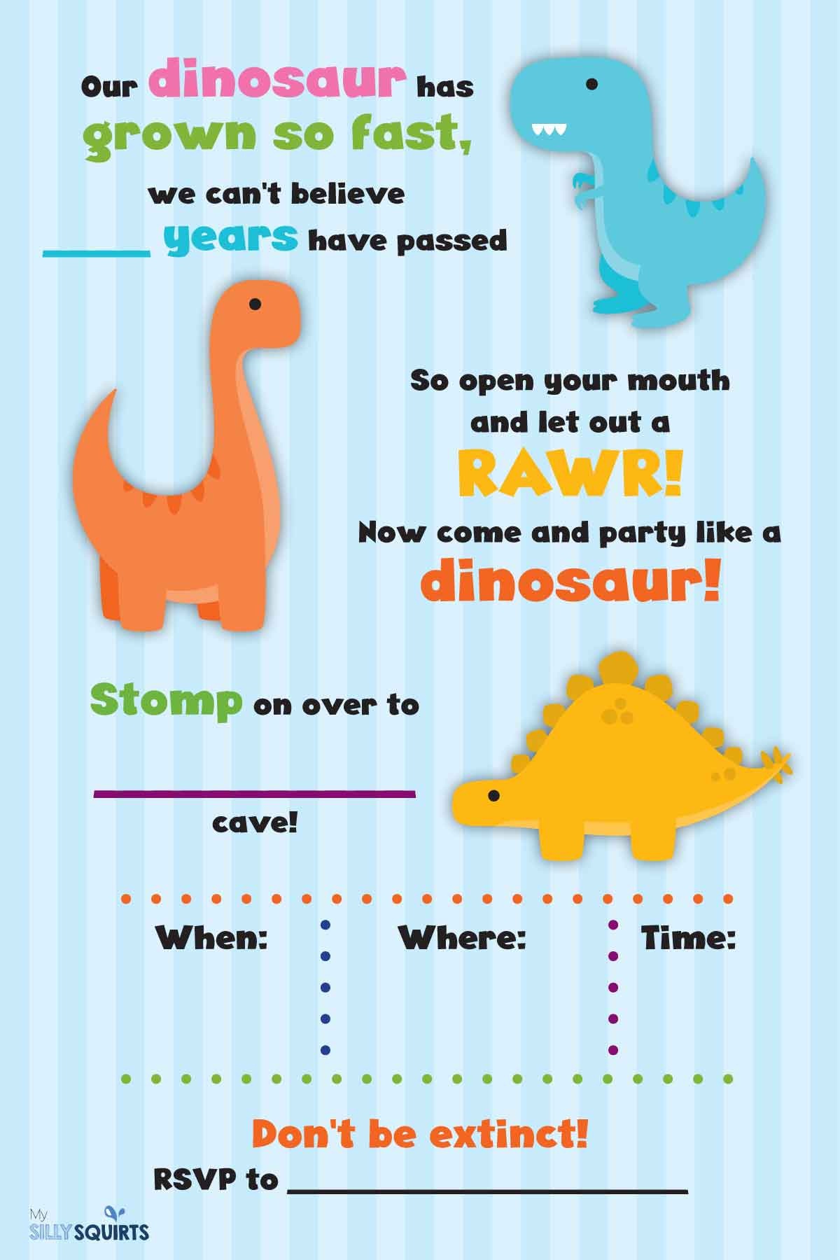 Free Printable Dinosaur Birthday Invitations Free Printable