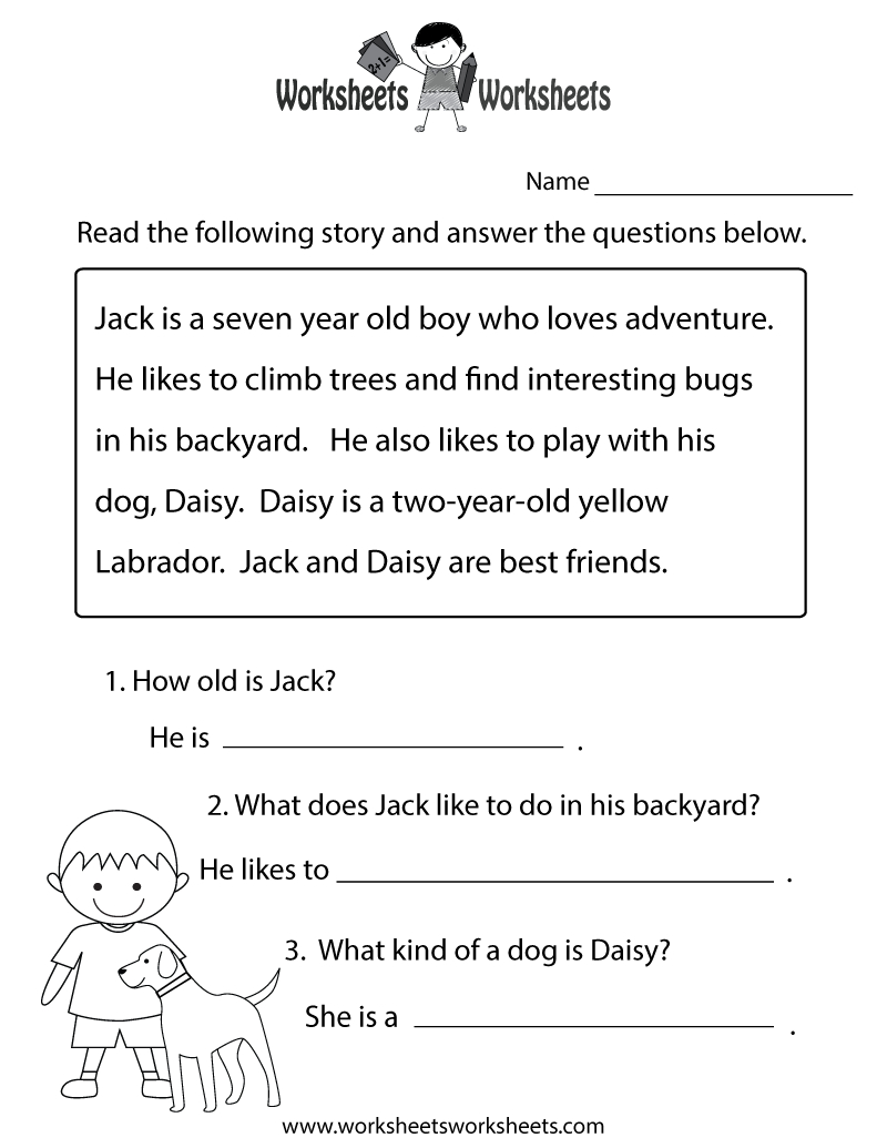 Reading Comprehension Practice Worksheet Printable | Joys Of - Free Printable English Reading Worksheets For Kindergarten