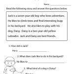 Reading Comprehension Practice Worksheet Printable | Joys Of   Free Printable Reading Activities For Kindergarten