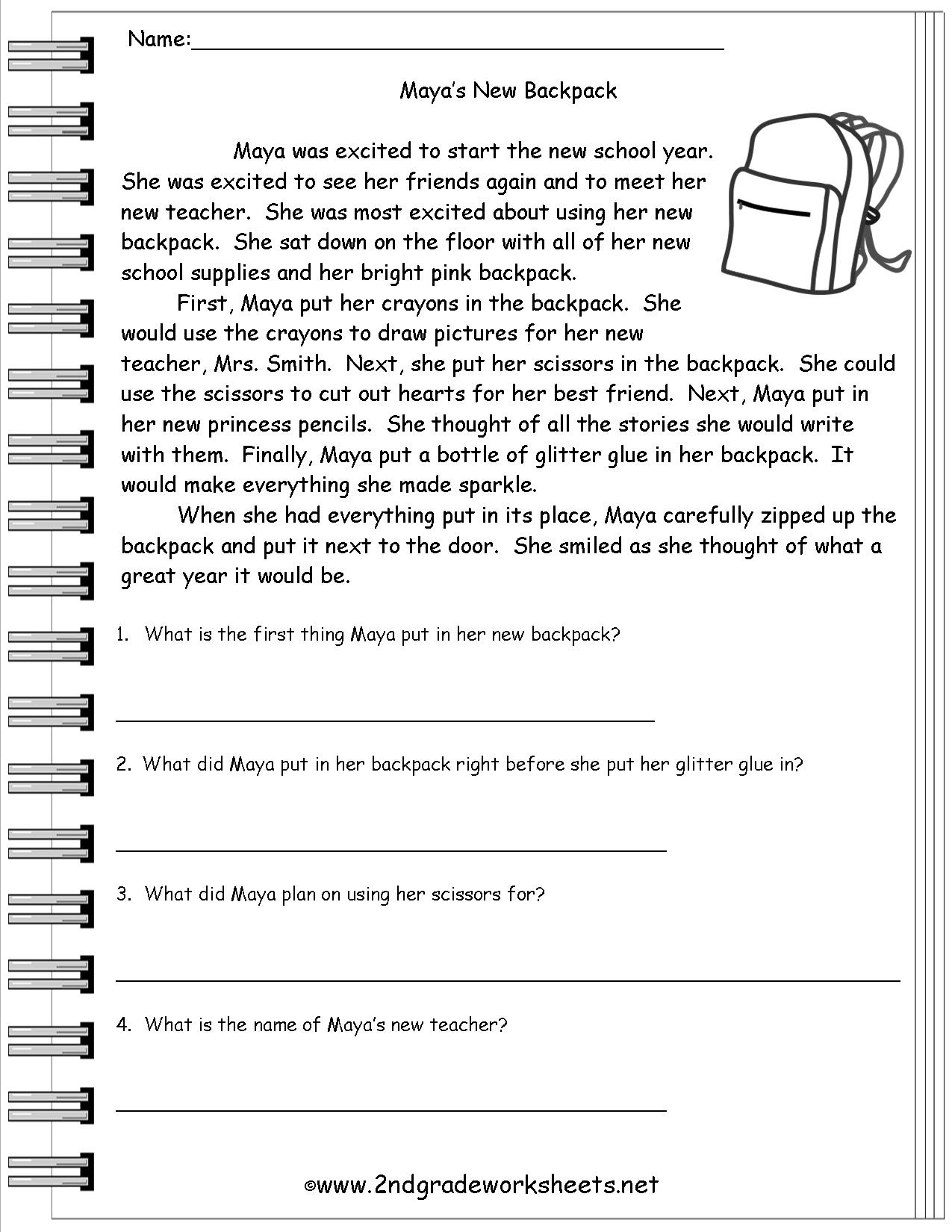 Reading Worksheeets - Free Printable Reading Comprehension Worksheets Grade 5