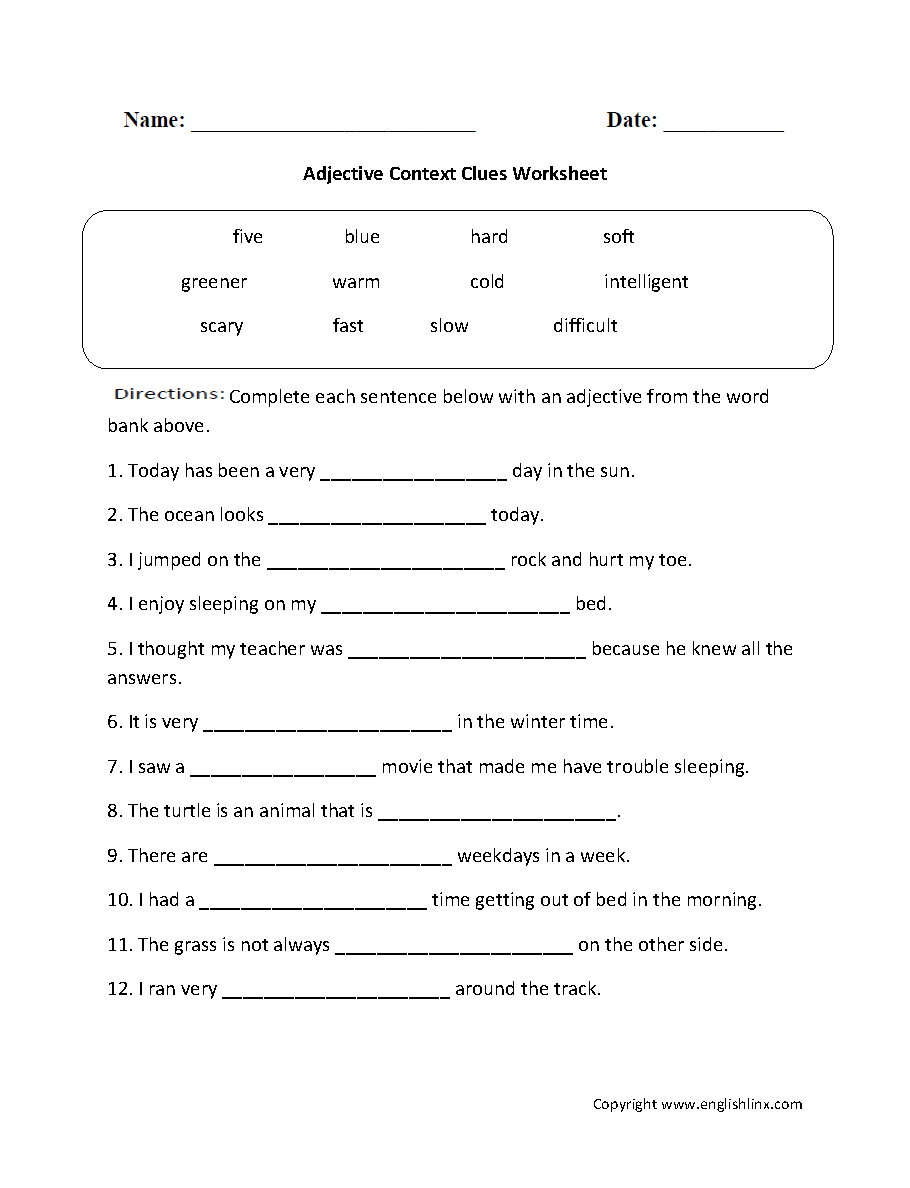 free printable 5th grade context clues worksheets free