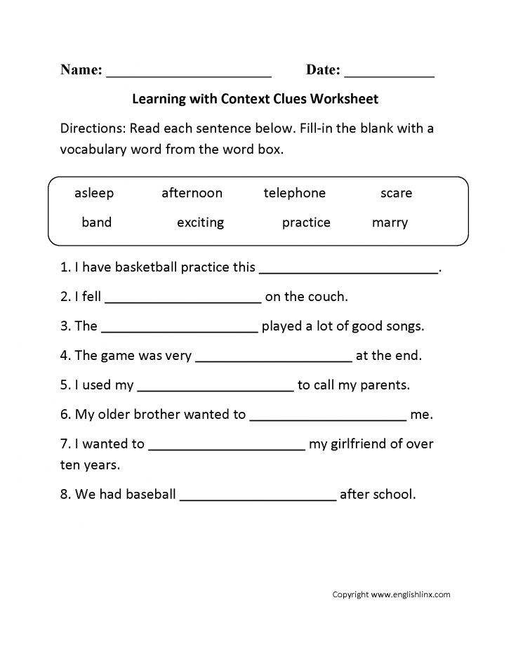 Free Printable 5Th Grade Context Clues Worksheets