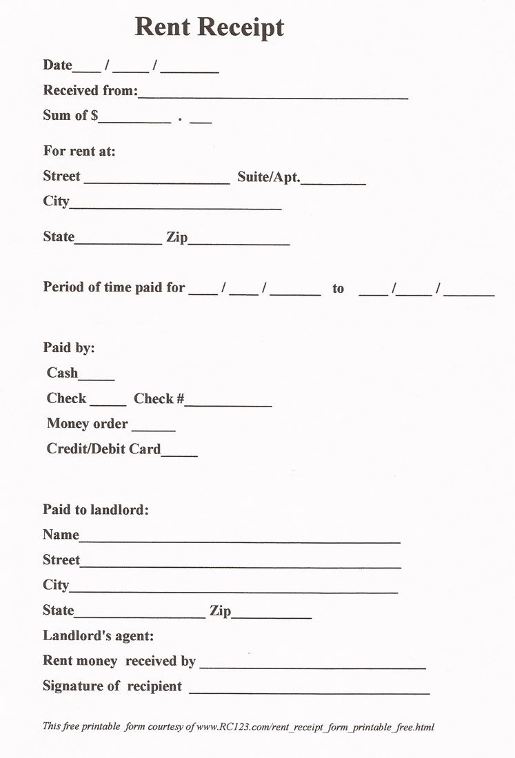 Rent Receipt Free Printable - Www.rc123 | Diy In 2019 | Receipt - Free Printable Daycare Receipts