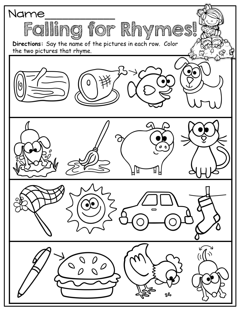 free printable rhyming words worksheets free printable