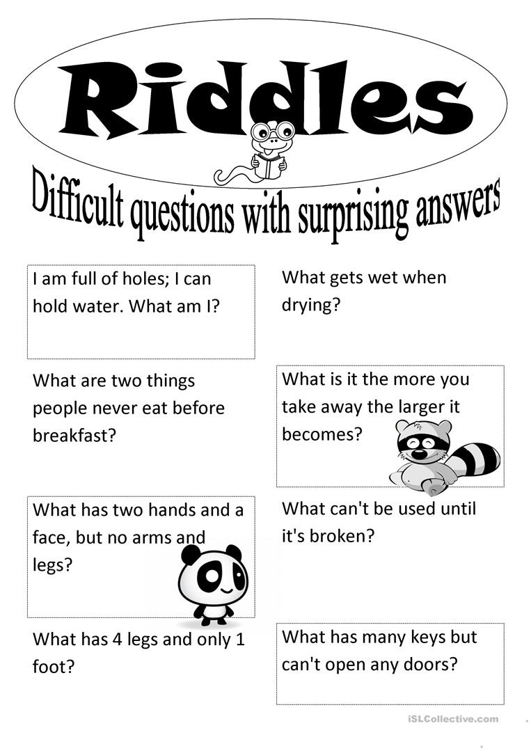 Riddles Worksheet - Free Esl Printable Worksheets Madeteachers - Free Printable Riddles With Answers