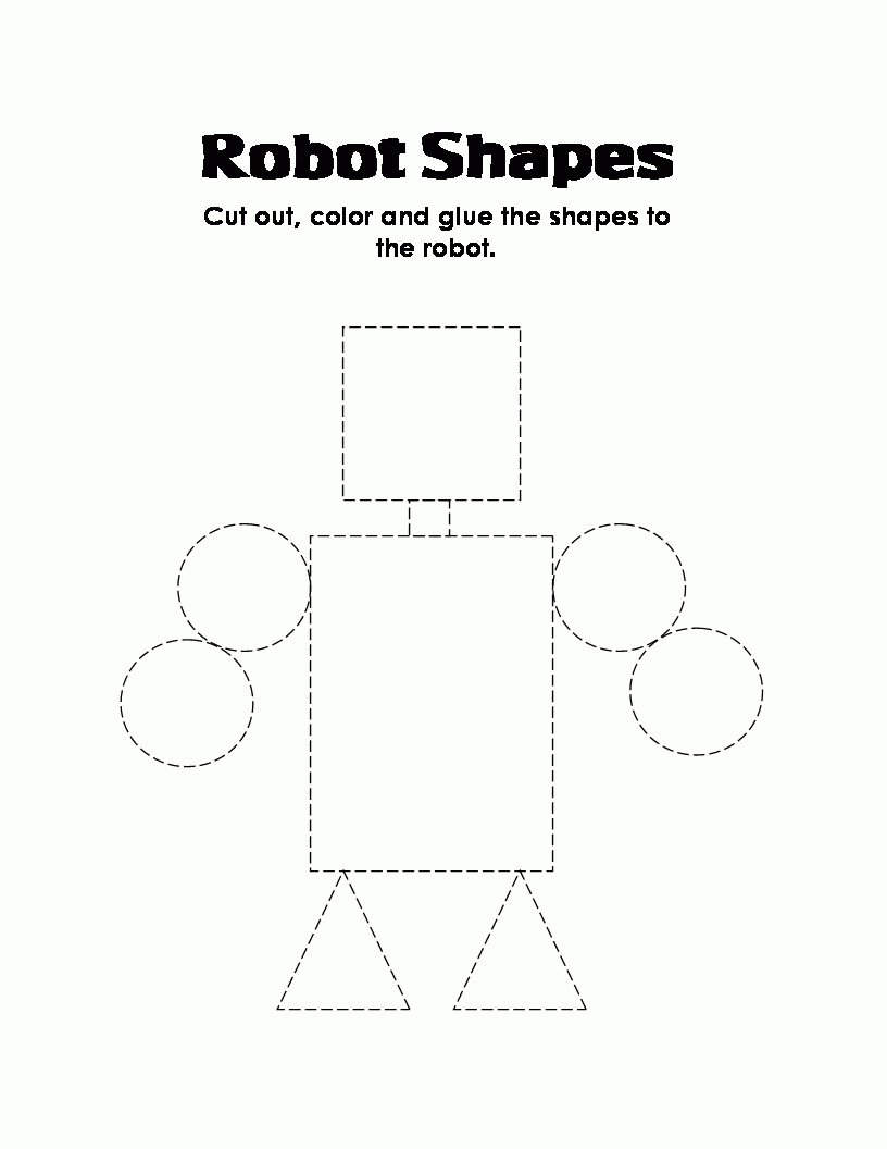 Robot Shapes - Color, Cut, And Glue Shapes To The Worksheet | Teachy - Free Printable Shapes Worksheets