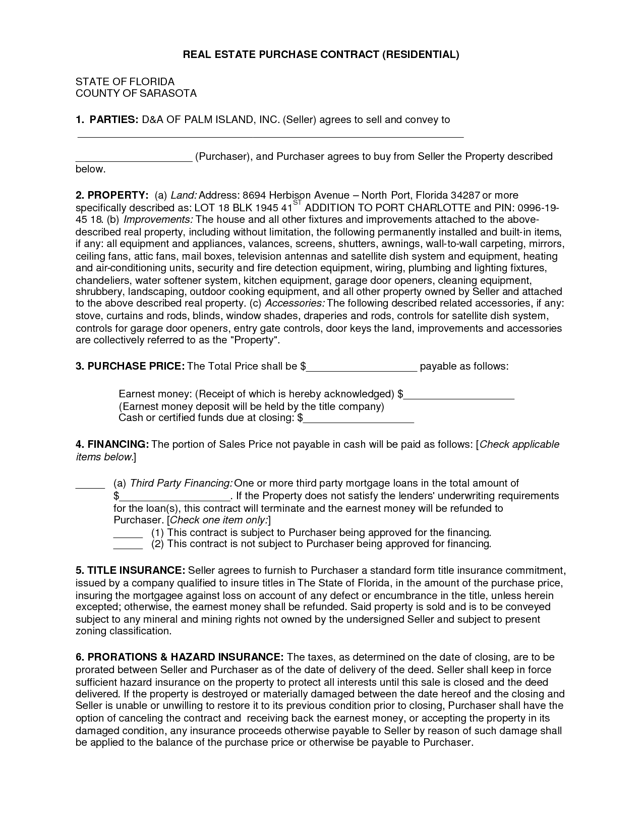 Sales-Agreement-Template-Free-  - Free Real Estate Purchase - Free Printable Real Estate Contracts