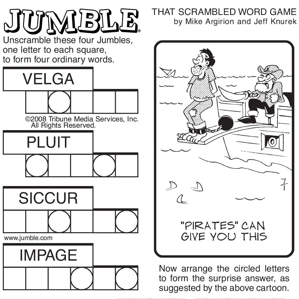 Sample Of Sunday Jumble | Tribune Content Agency | Stuff I Like - Free Printable Word Jumble Puzzles For Adults