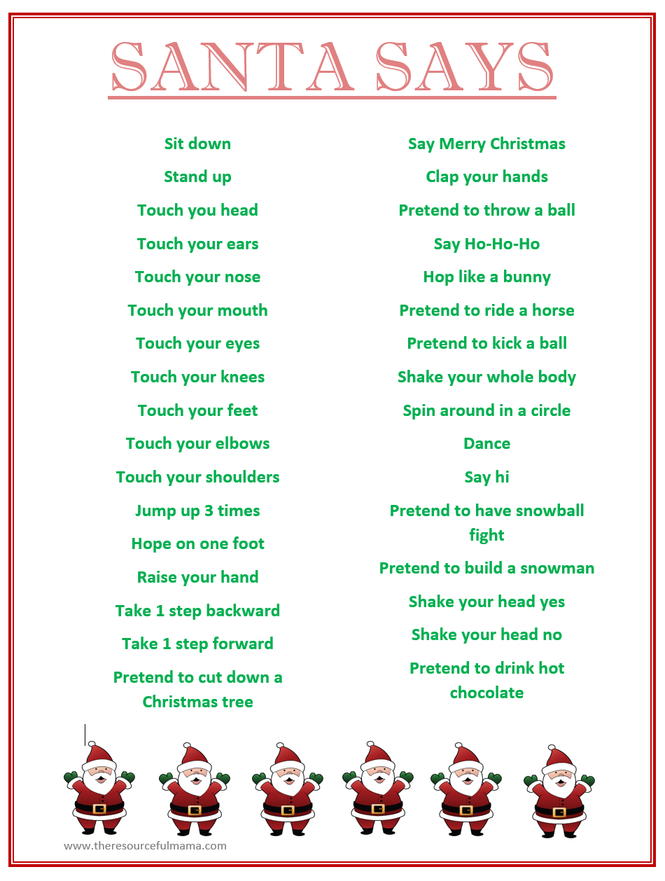 Santa Says Game For Christmas Parties {Free Printable} | Kid Blogger - Free Printable Christmas Games For Preschoolers