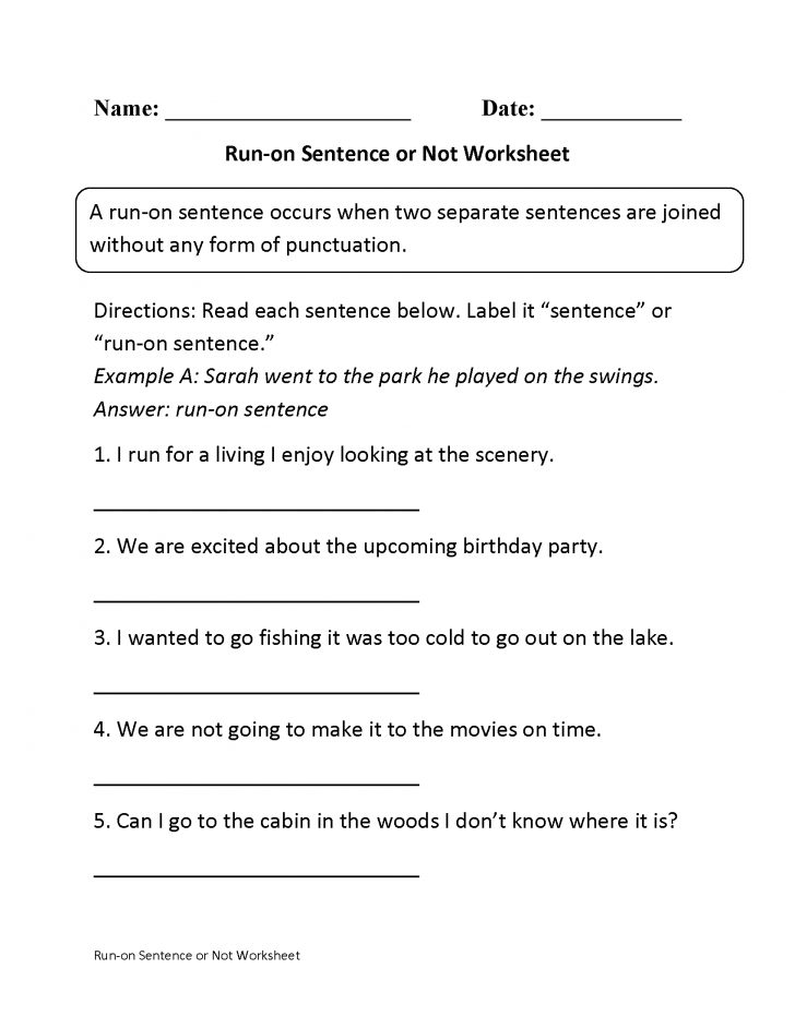 Free Printable Sentence Correction Worksheets
