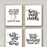 Set Of 4 Printable Bathroom Signs   Happy Go Lucky   Free Printable Bathroom Pictures