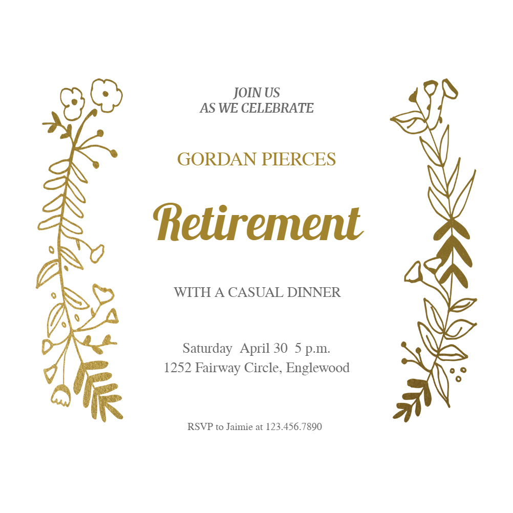 Sideside Gold - Free Retirement &amp;amp; Farewell Party Invitation - Free Printable Retirement Party Flyers