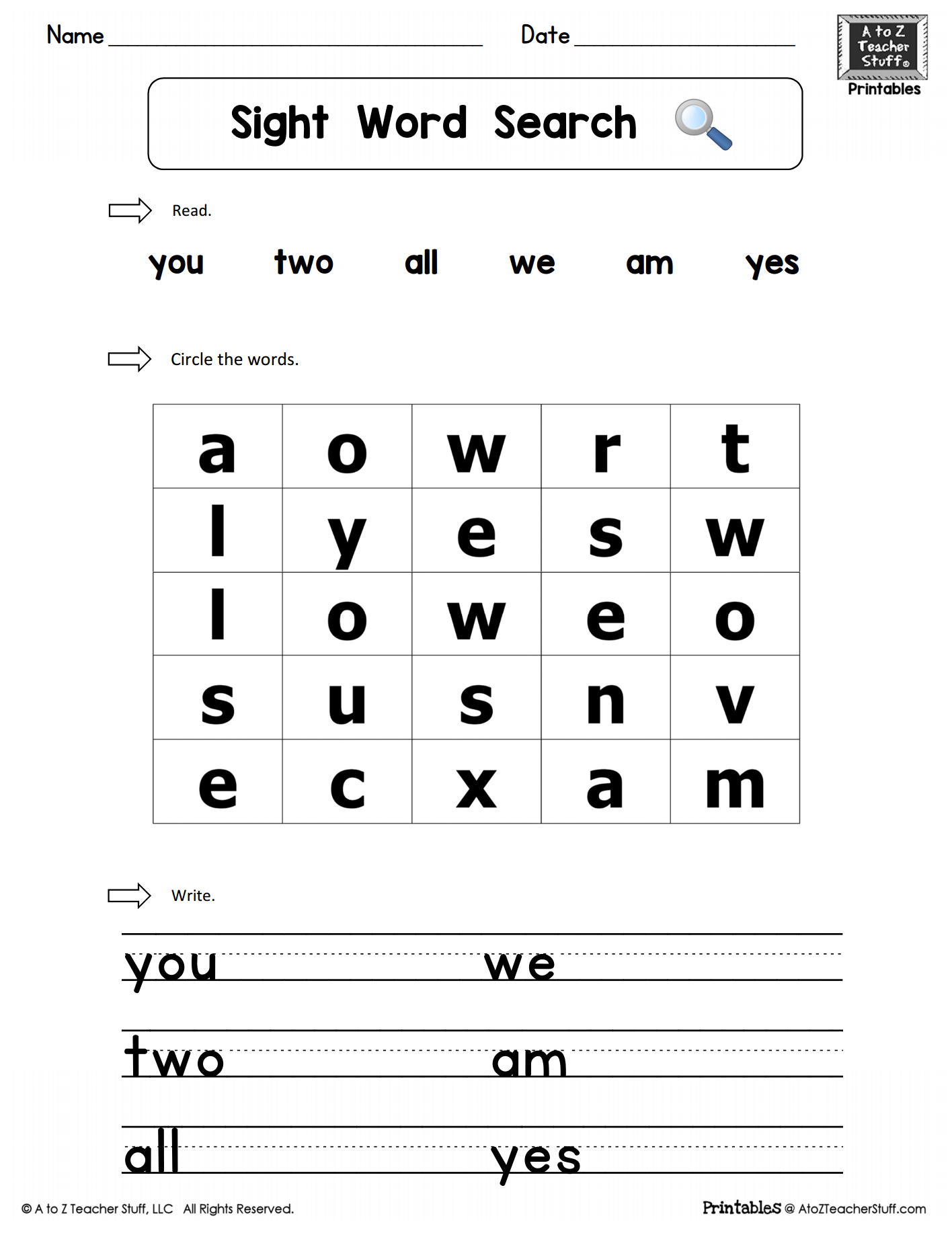 Sight Words Word Search Worksheet | A To Z Teacher Stuff Printable - Word Search Maker Free Printable