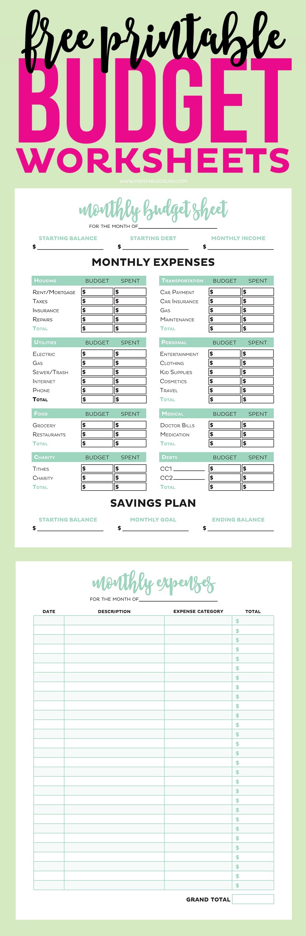 simple budget sheet