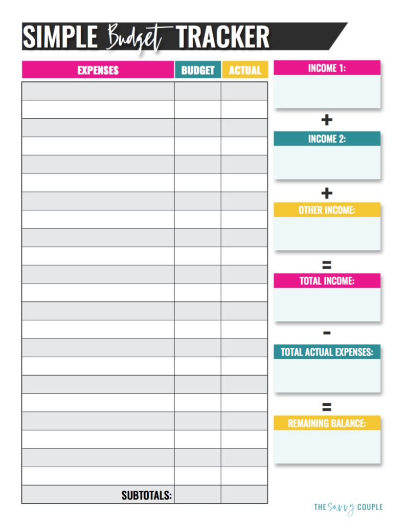 Simple Monthly Budget Tracker (Printable &amp;amp; Digital) | Printables - Budgeting Charts Free Printable