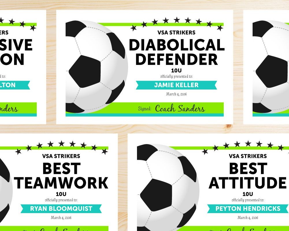 Soccer Award Categories | Ideas For The House | Soccer Training - Free Printable Soccer Certificate Templates
