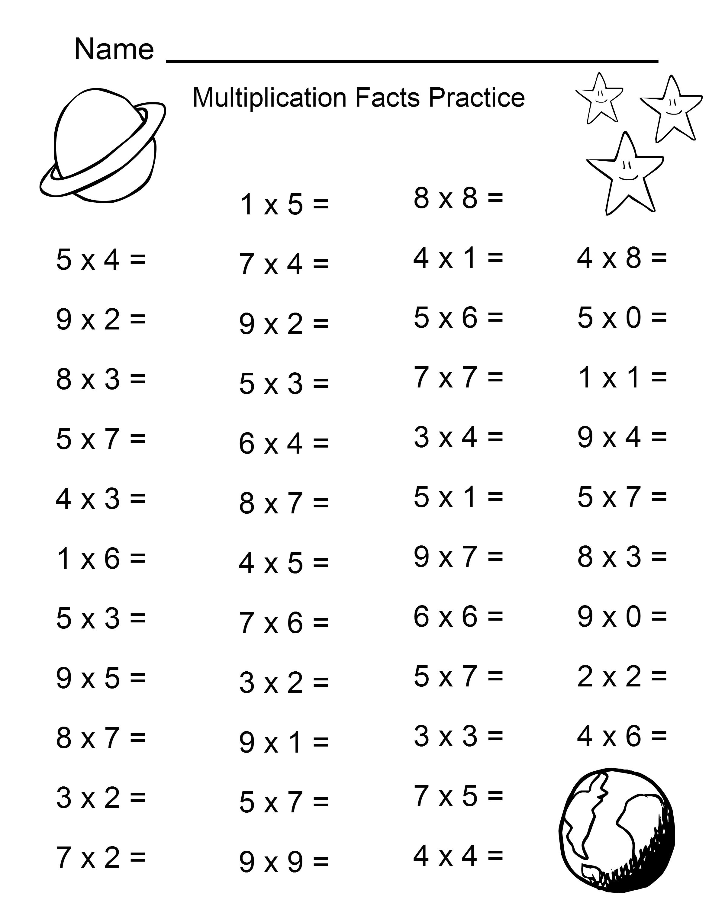  Multiplication Facts To 81 Love These Worksheets Come With Answer Free Printable 