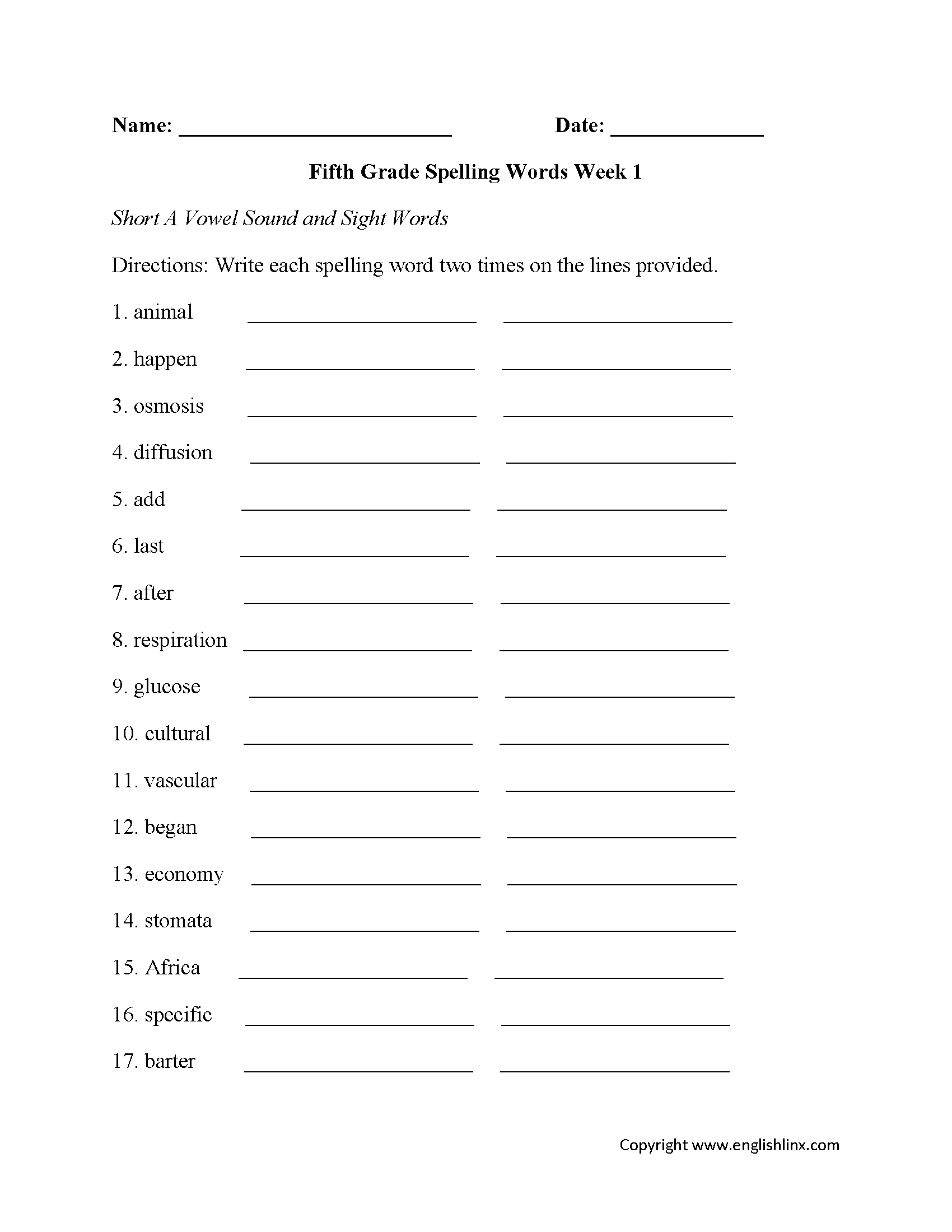 Fun Worksheets For 5th Grade Free