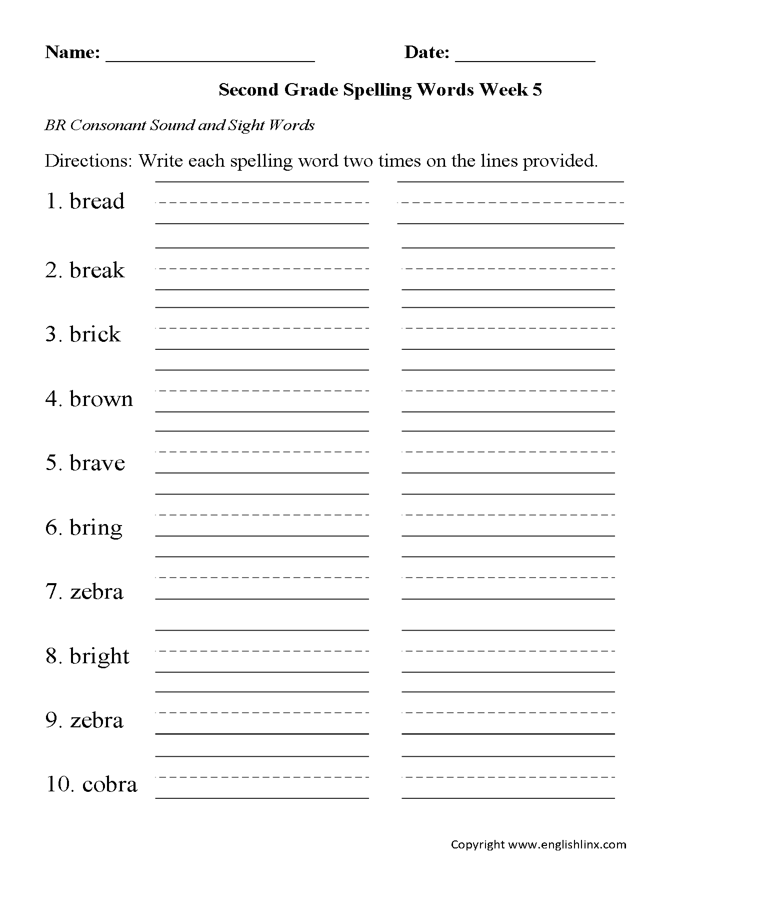 Spelling Worksheets | Second Grade Spelling Worksheets - Free Printable Spelling Practice Worksheets