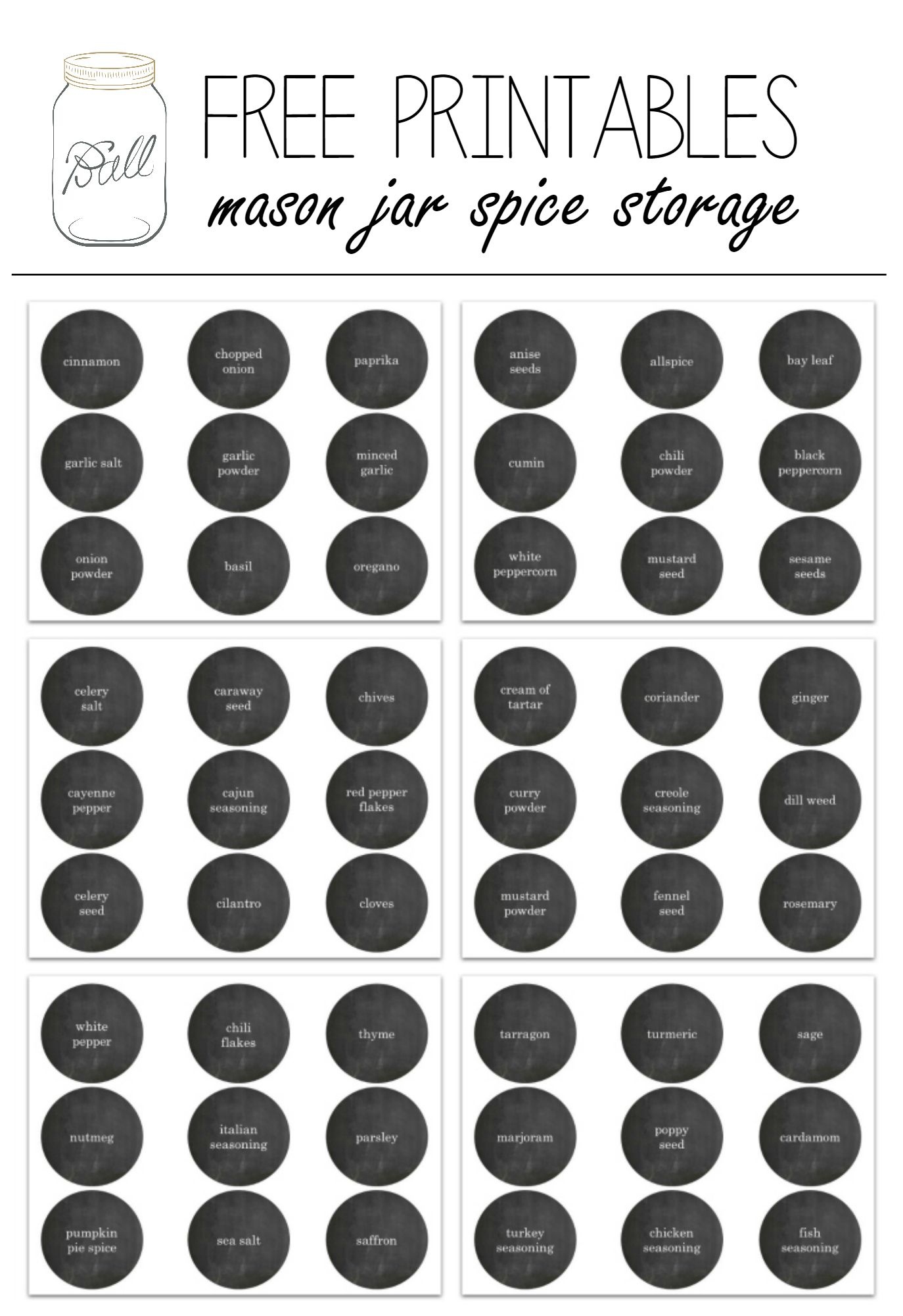 Spice Jar Labels Printable - Tutlin.psstech.co - Free Printable Jar Label Templates