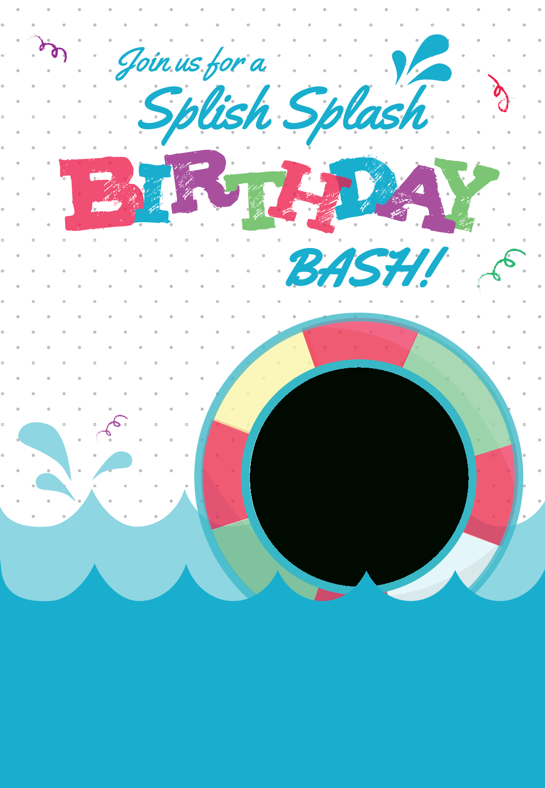 Splish Splash - Free Printable Summer Party Invitation Template - Free Printable Water Park Birthday Invitations