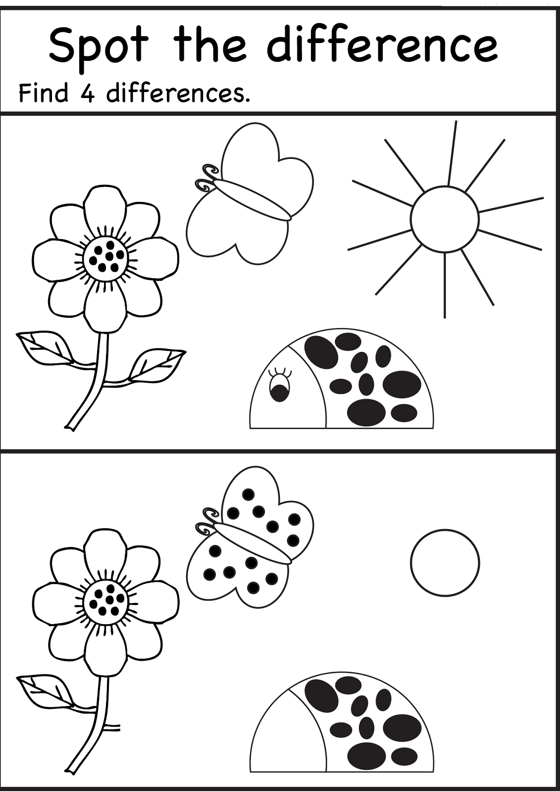 Spot The Difference Worksheets For Kids | Spot The . Games - Free Printable Spot The Difference Worksheets