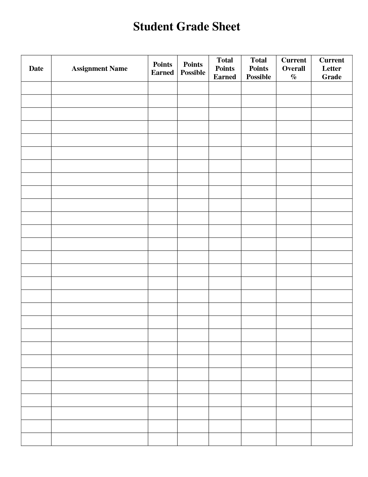 Student Grade Sheet Template | Betty | Teacher Grade Book, Grade - Free Printable Grade Sheet