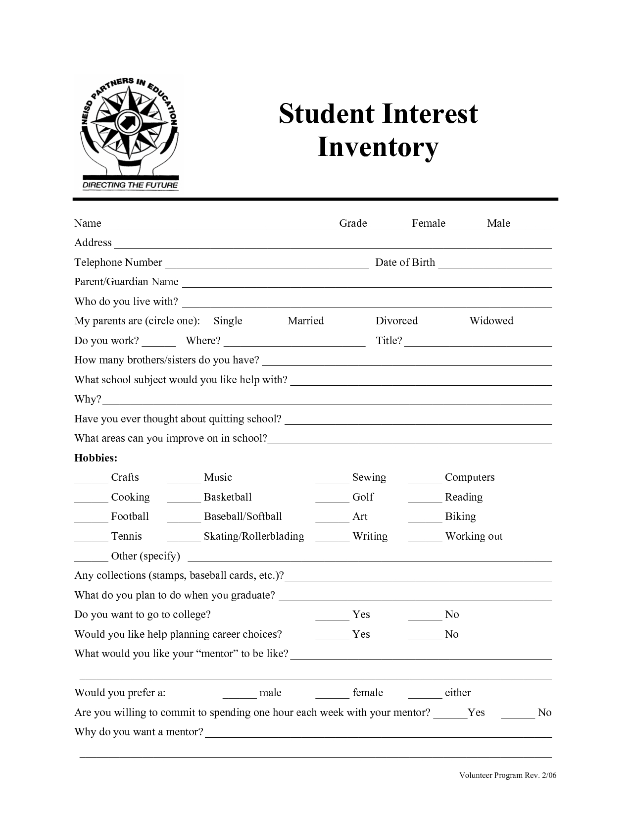 Printable Career Interest Survey For High School Students Free Free 