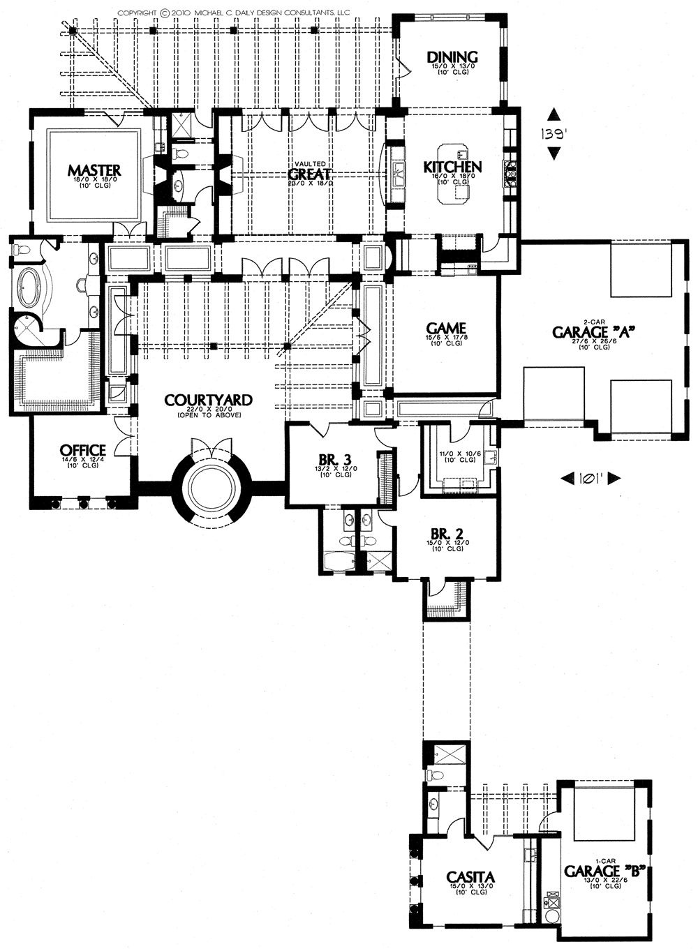 Style House Plans Central Courtyard Free Printable Ideas | Hacienda - Free Printable Small House Plans