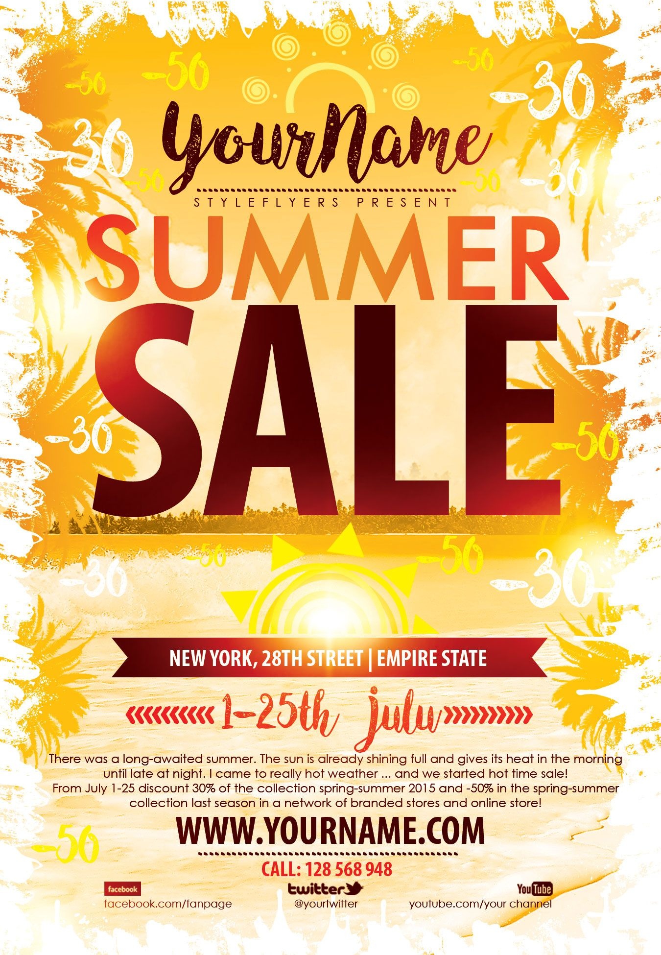 Summer Sale Psd Flyer Template Free Download #9361 | Flyers | Flyer - Free Printable Flyers For Parties