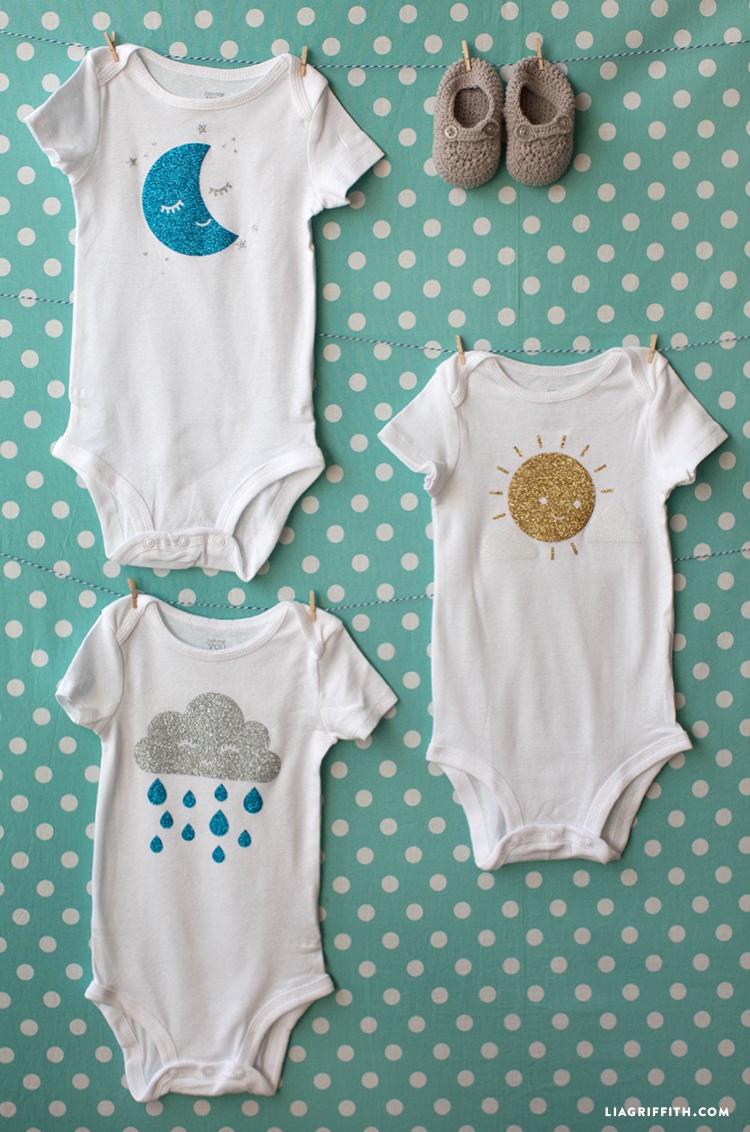 Sun, Moon, And Cloud Iron-Ons For Baby Onesies - Lia Griffith - Free Printable Onesies