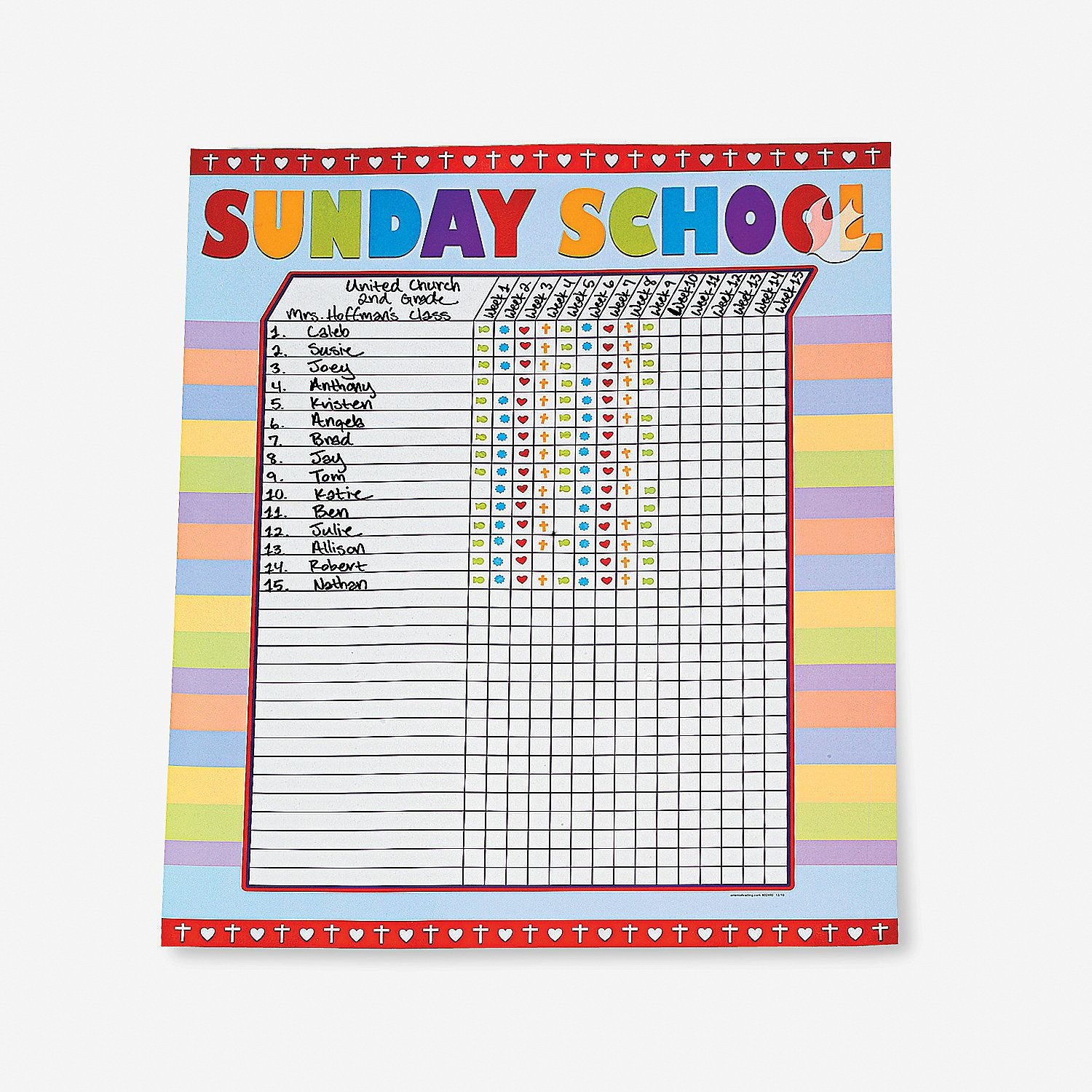 Sunday School Attendance Sticker Chart - Orientaltrading - Free Printable Sunday School Attendance Sheet