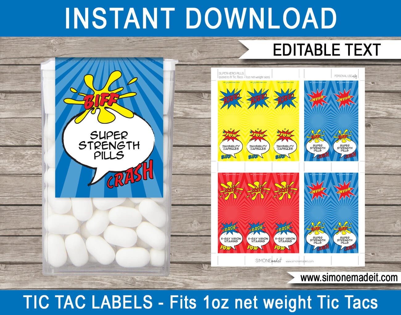 Superhero Tic Tac Labels | Superhero Birthday Party Favors - Free Printable Tic Tac Labels
