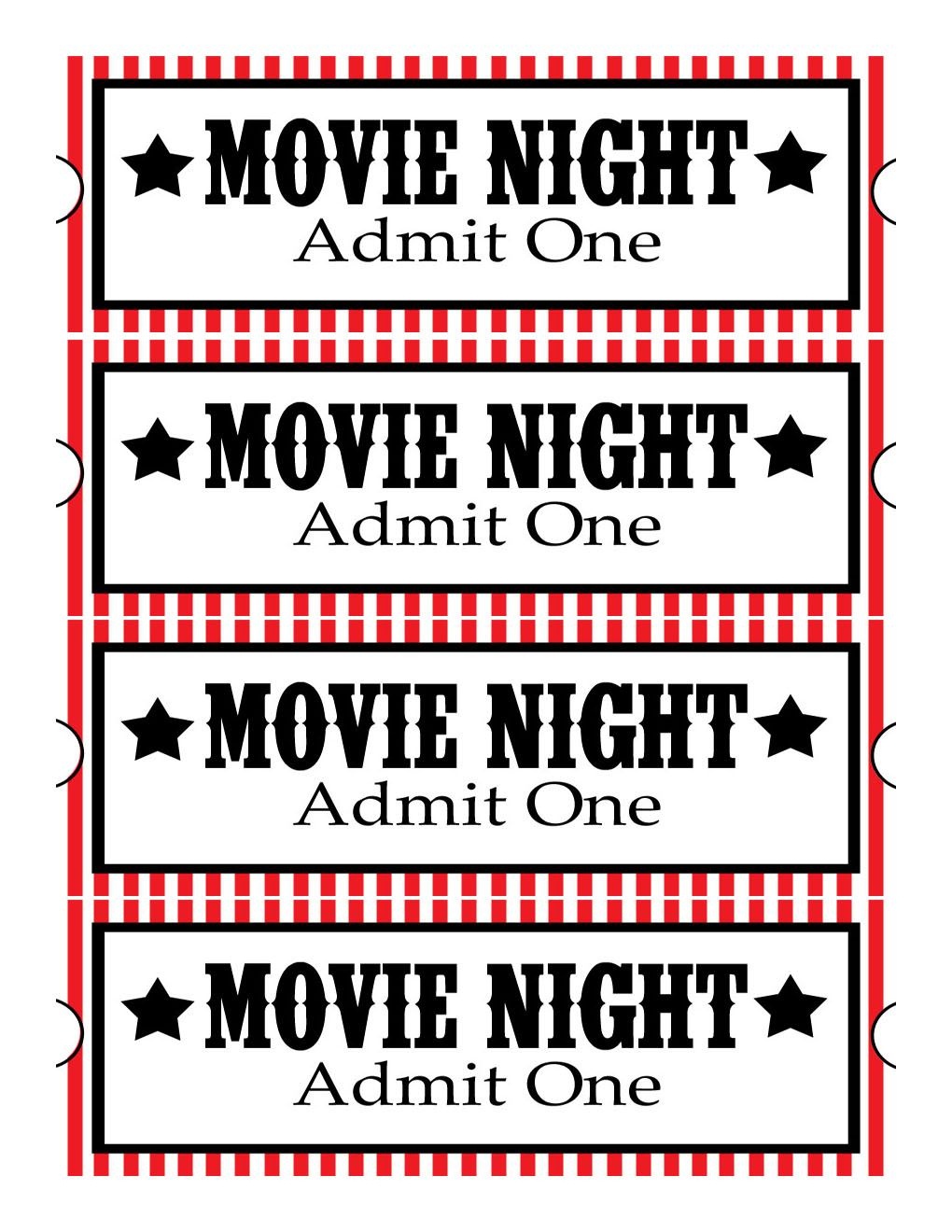 Movie Night Printable Tickets