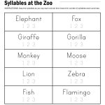Syllables At The Zoo Worksheet | Reading | Syllable, Worksheets   Free Printable Open And Closed Syllable Worksheets